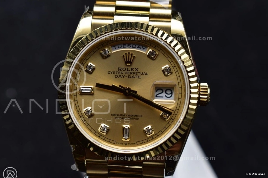 Edition Diamond vr3255 President (Gain with Square DayDate V5 36 Best Steel 695 Weight) on Bracelet QF Gold YG 904L ZipUp Dial 0327